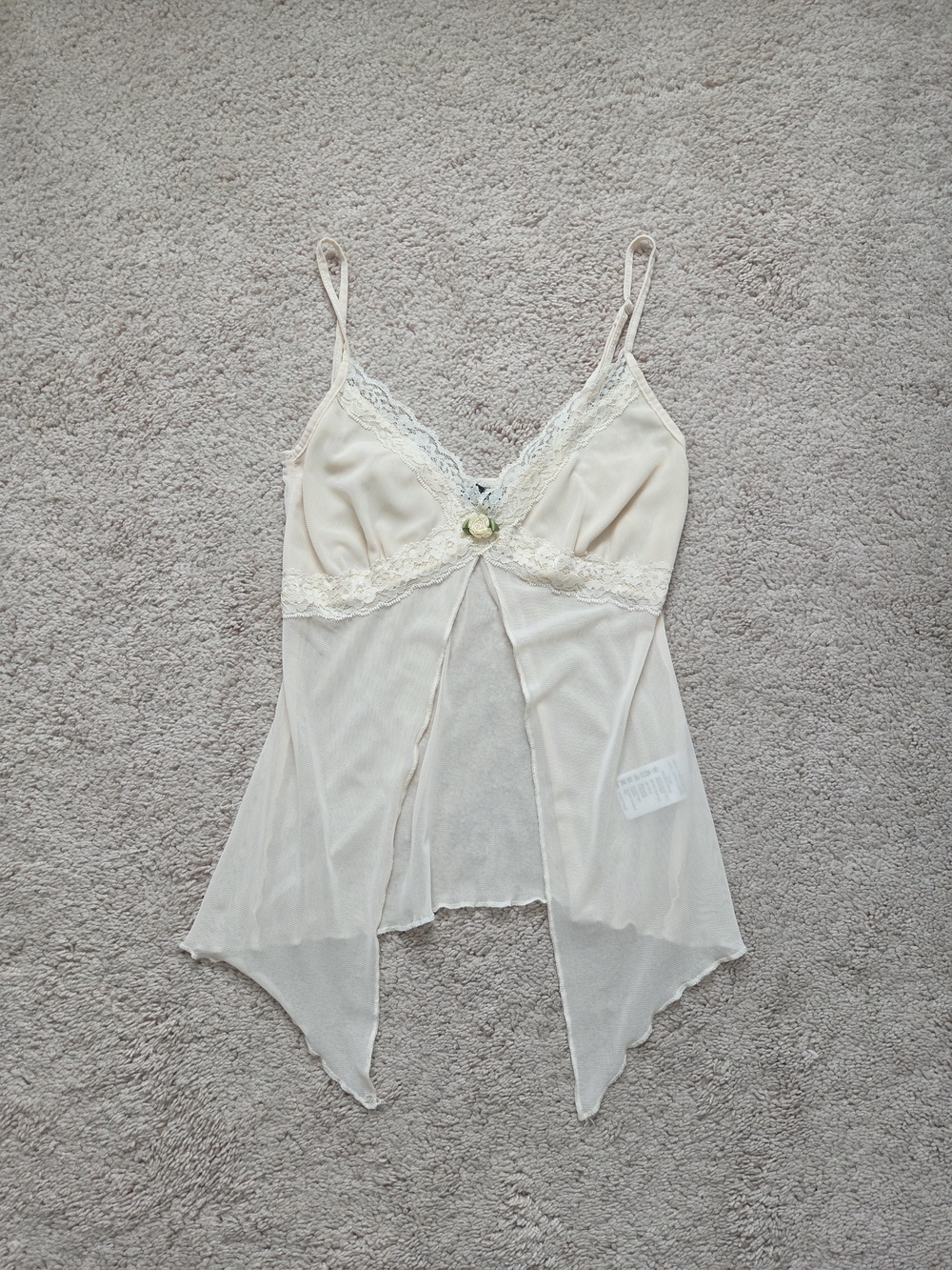 Motel Cream Lace-Trim Sheer Chemise Size Xs